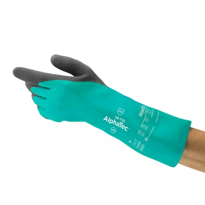 Ansell AlphaTec 58-735 Grey Ansell INTERCEPT Technology (Liner) Chemical Resistant Cut Resistant Work Gloves Size 6, 58735060