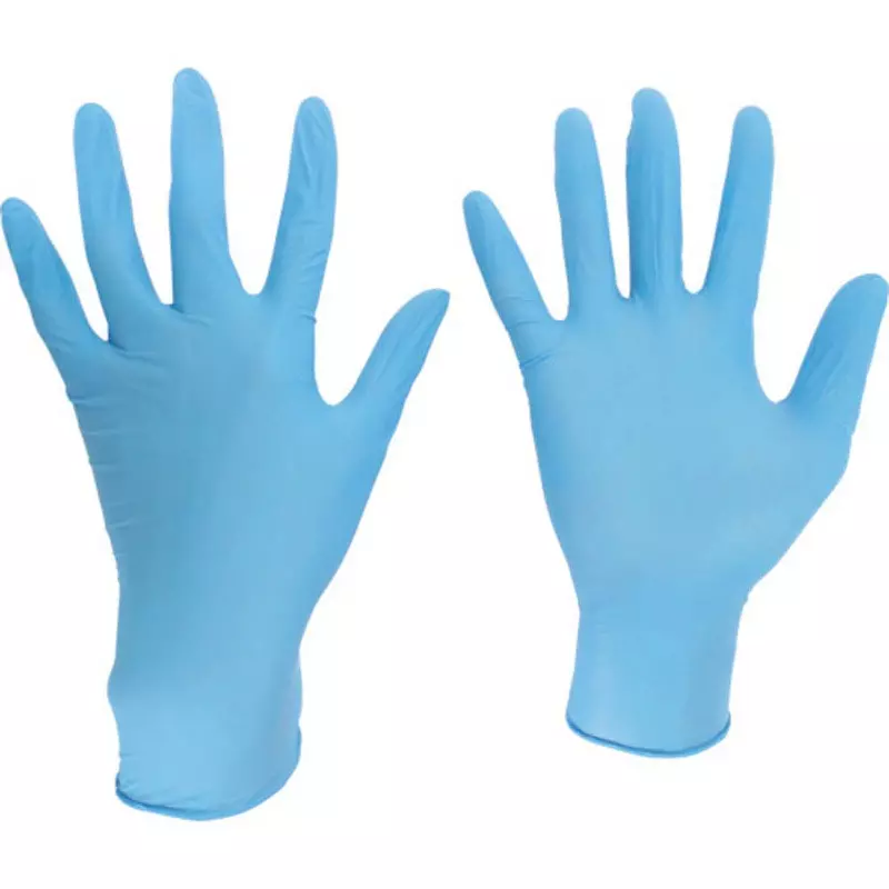 MIDORI Nitrile Disposable Gloves Blue L Size 21.2 cm Palm Circumference, VERTE-710-N-L (Pack of 100 Pair)