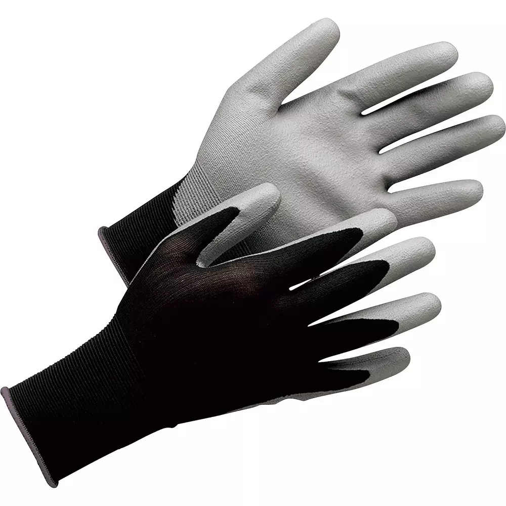 MIDORI Thin Quality Control Gloves Black/Gray/[list] Gray L Size 18.8 cm Palm Circumference, NPU-150B-L (Pack of 10 Pair)