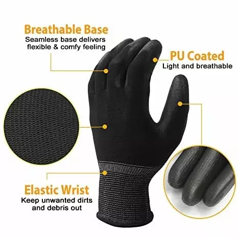 Swavind Safety Hand Gloves Latex-Nitrile Blend Latex-Nitrile Coated Palm with Abrasion Resistance Black Free Size (Pack of 120 Pair)