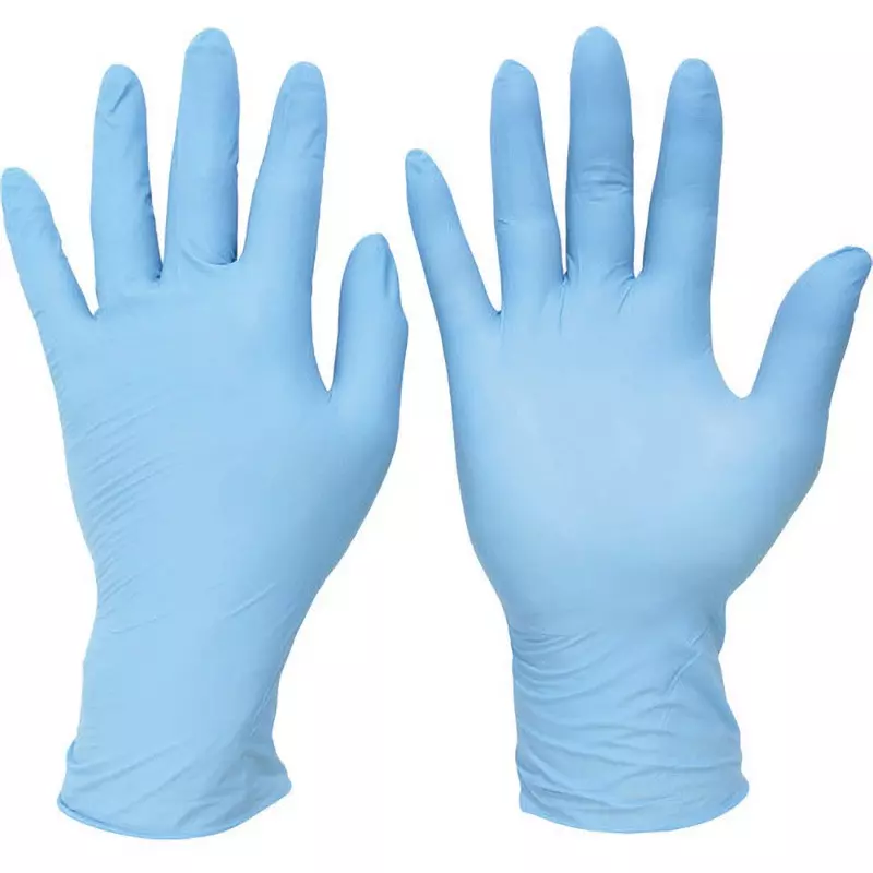 MIDORI Nitrile Disposable Gloves Blue M Size 19.0 cm Palm Circumference, VERTE-728-M (Pack of 100 Pair)
