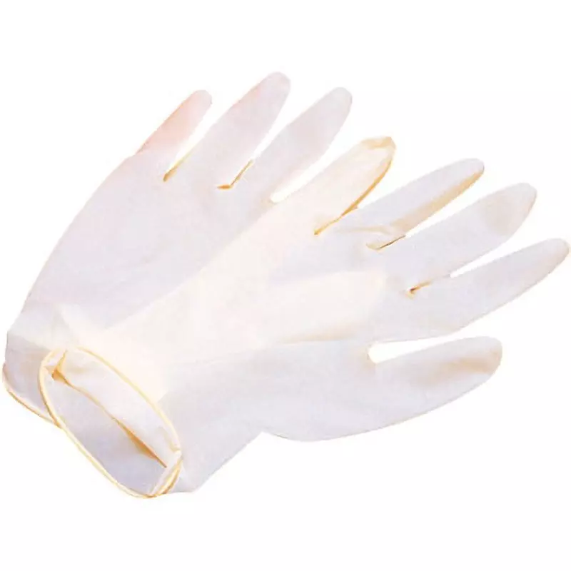 MIDORI Natural Rubber Gloves White L Size 20.0 cm Palm Circumference, VERTE-600N (Pack of 100 Pair)