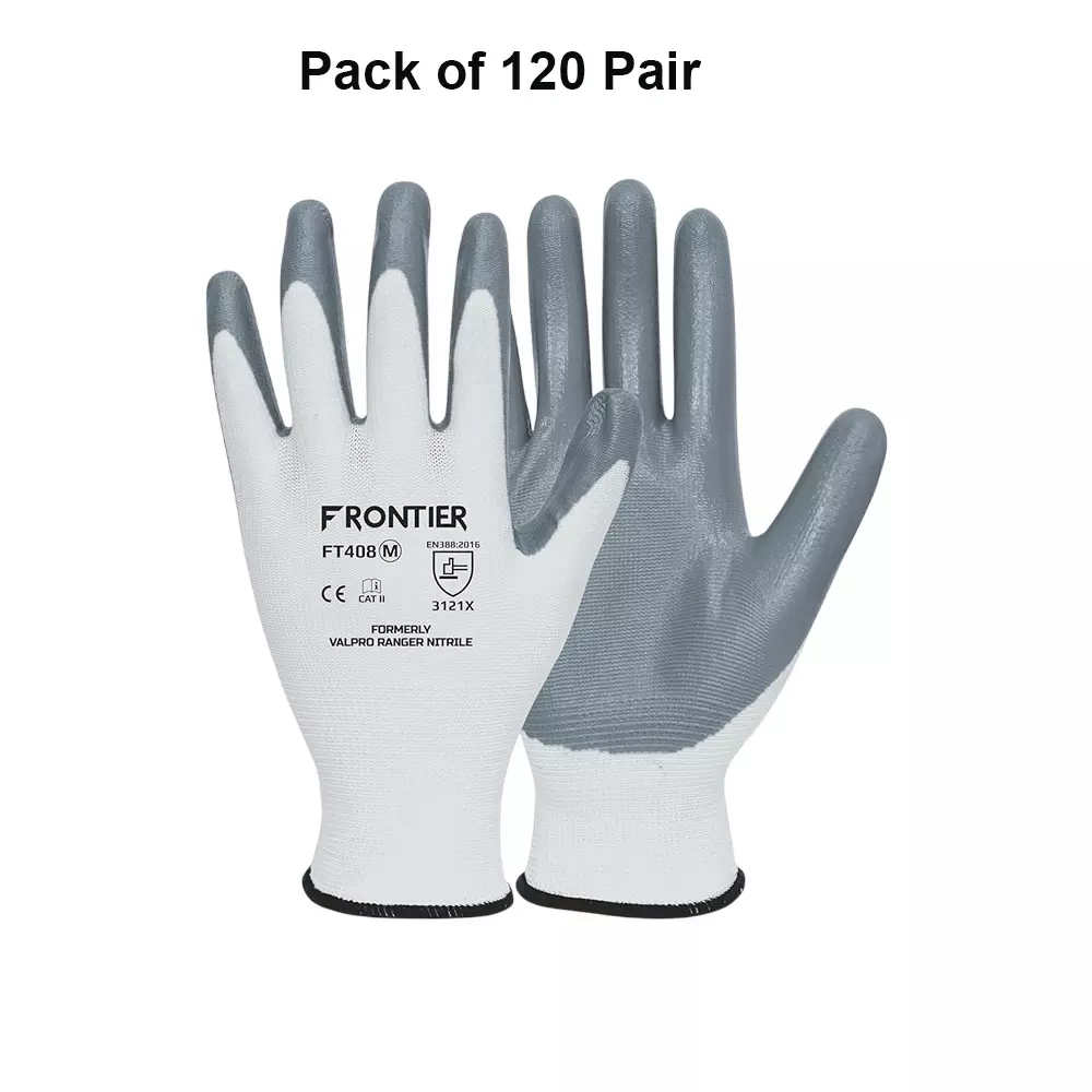 frontier-safety-hand-gloves-with-elasticated-wrist-nitrile-m-size-white-grey-excellent-grip-pack-of-120-pair-ft408