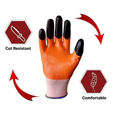 Swavind Safety Hand Gloves Synthetic Latex-Nitrile Coated with Abrasion Resistance Tiger Print Free Size (Pack of 120 Pair)