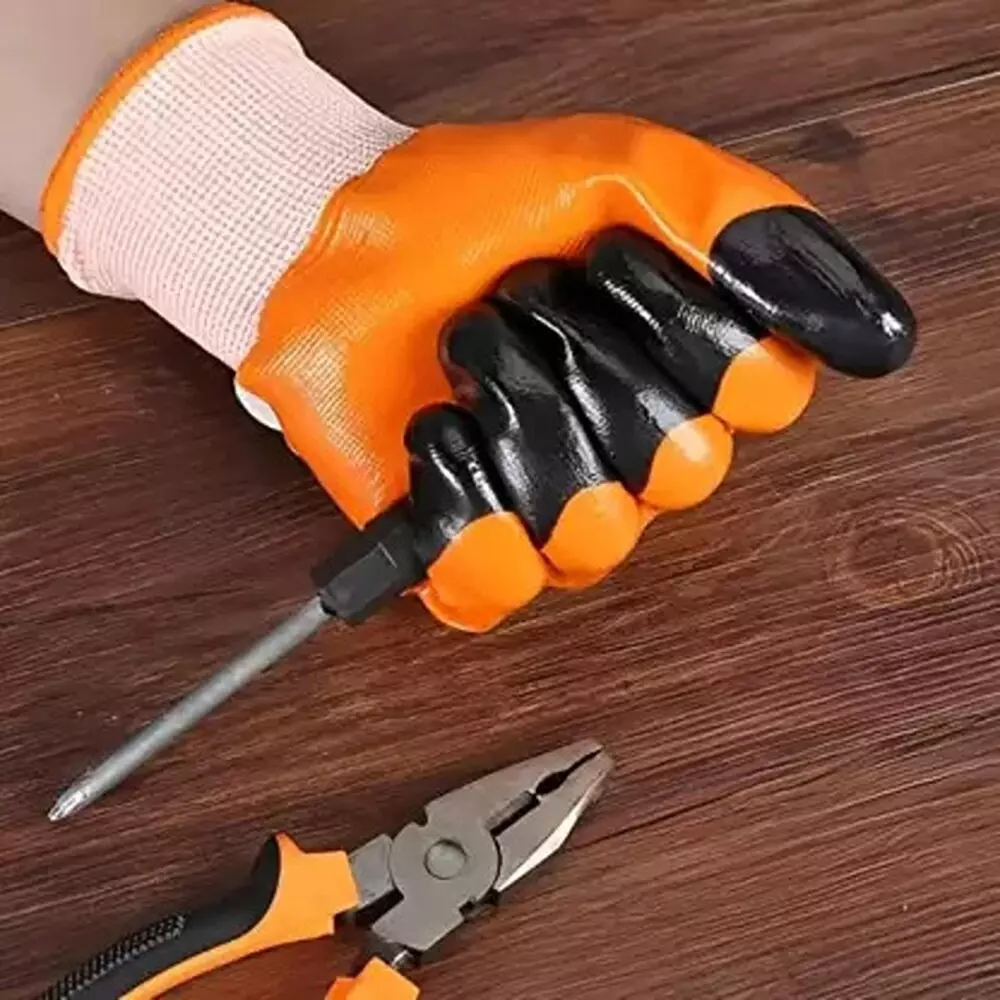 Swavind Safety Hand Gloves Synthetic Latex-Nitrile Coated with Abrasion Resistance Tiger Print Free Size (Pack of 120 Pair)