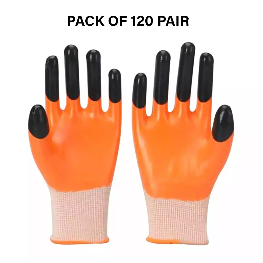 Swavind Safety Hand Gloves Synthetic Latex-Nitrile Coated with Abrasion Resistance Tiger Print Free Size (Pack of 120 Pair)