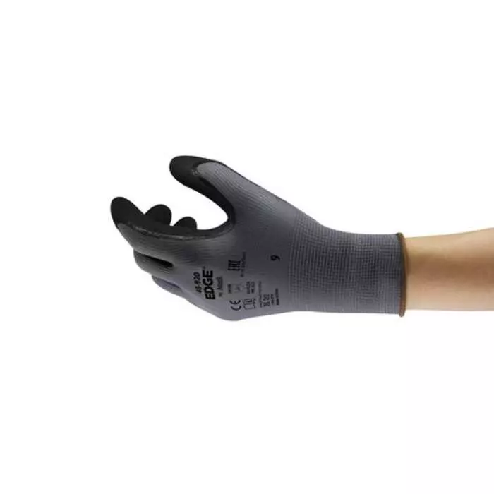 Ansell Black Polyester Nitrile Coating Work Gloves, EDGE 48-920