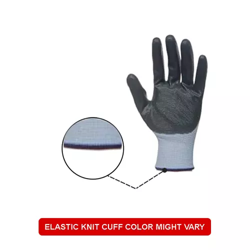PRO GRIP By ROCKSAFE Safety Hand Gloves 13 Gauge Polyester Level 1 Nitrile Coating White & Grey Free Size, ECO (Pack of 96 Pairs)