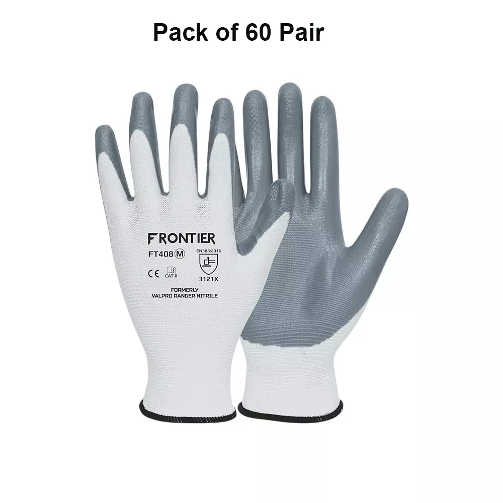 frontier-safety-hand-gloves-with-elasticated-wrist-nitrile-m-size-white-grey-excellent-grip-pack-of-60-pair-ft408