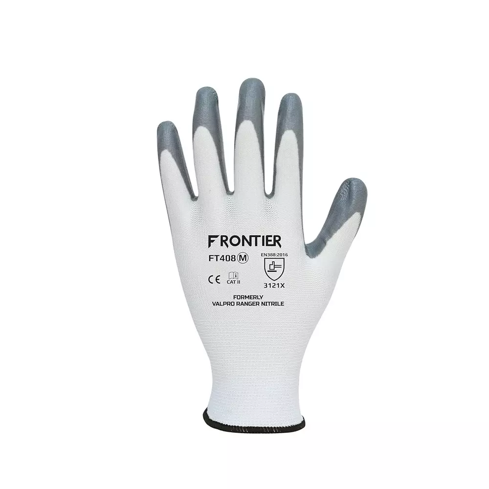 frontier-safety-hand-gloves-with-elasticated-wrist-nitrile-m-size-white-grey-excellent-grip-pack-of-60-pair-ft408