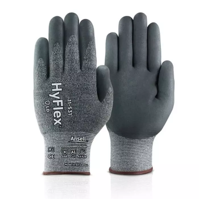 Ansell HyFlex 11-531 Black Glass Fiber HPPE Nylon Spandex (Liner) Abrasion & Cut Resistant Gloves Size 7, 11531VP070