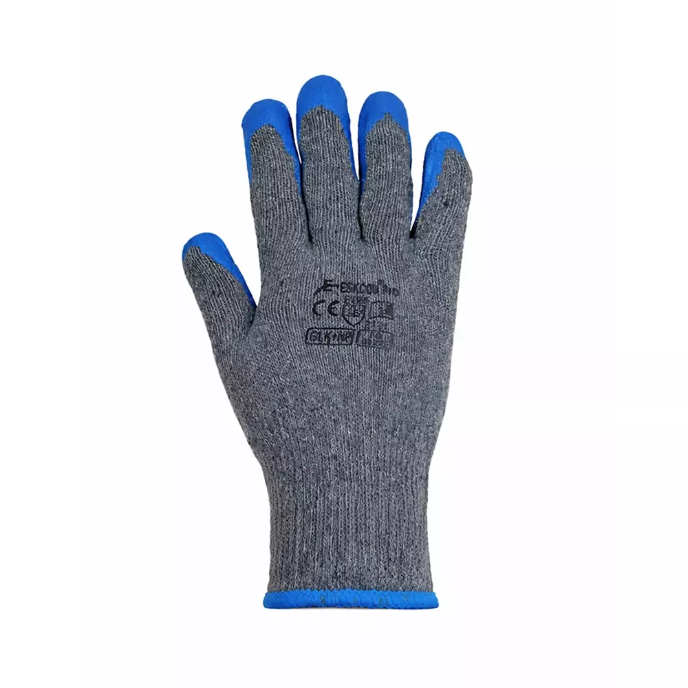 GENERIC Free Size Grey and Blue Synthetic Crinkle Coated Hand Gloves for Industrial Usage; Pack of 9 pairs