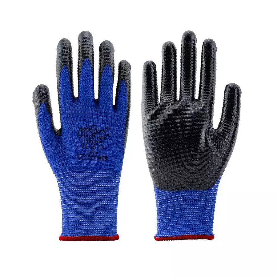 BISON LIFE UltiFlex Nitrile Coated Gloves Size-9 with Ribbed Polyester Liner, MG1331