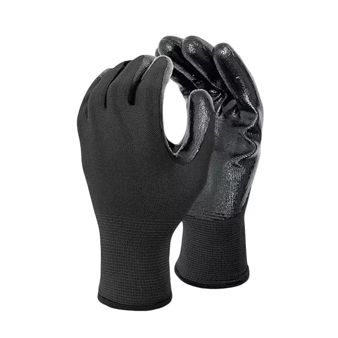 Swavind Safety Hand Gloves Latex-Nitrile Blend Latex-Nitrile Coated Palm with Abrasion Resistance Black Free Size (Pack of 600 Pair)