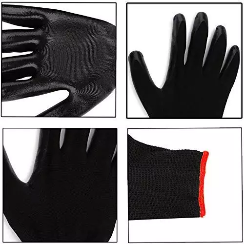 Swavind Safety Hand Gloves Latex-Nitrile Blend Latex-Nitrile Coated Palm with Abrasion Resistance Black Free Size (Pack of 600 Pair)