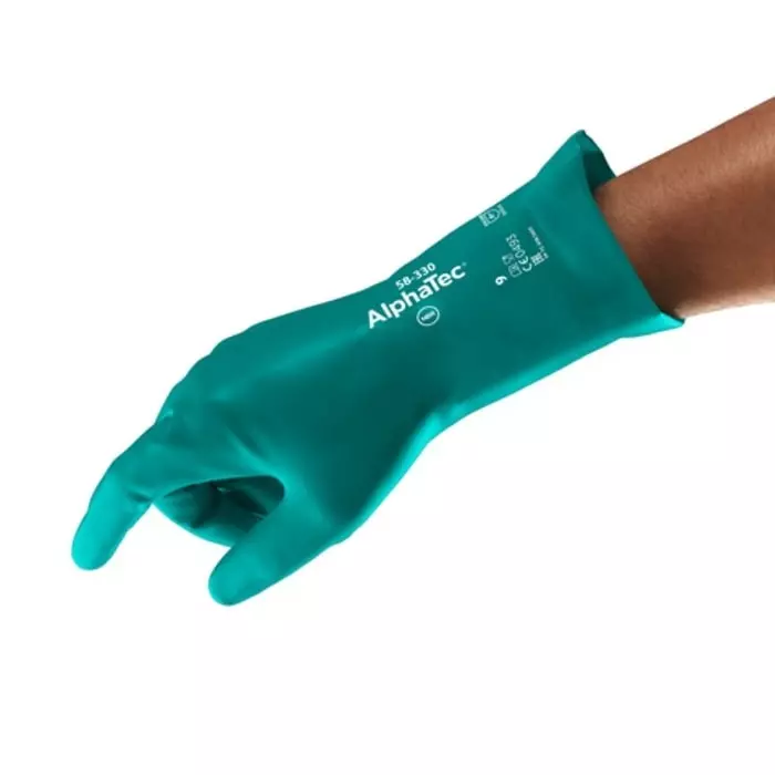 Ansell AlphaTec 58-330 Green Aquadri Chemical Resistant Work Gloves Size 10 Nitrile Coating, 58330100