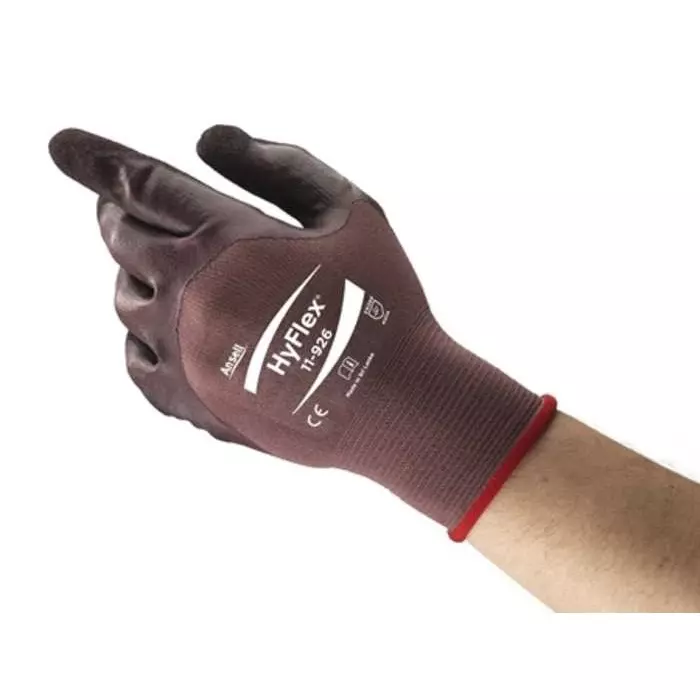 Ansell HyFlex 11-926 Purple Nylon Oil Grip Oil Repellent Gloves Size 6 Nitrile Coating, 11926060
