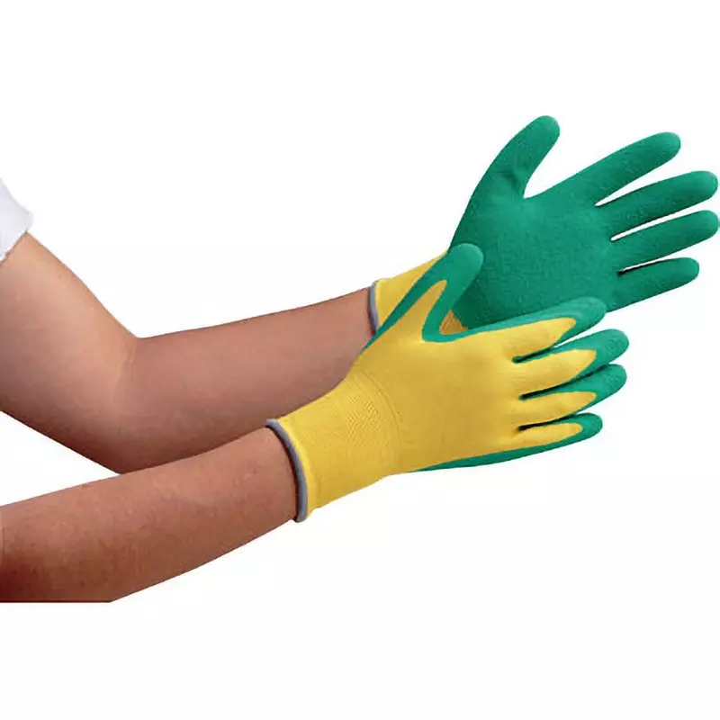 MIDORI High Grip Natural Rubber Unlined Gloves Yellow-green S Size 18.4 cm Palm Circumference, MHG-130-S