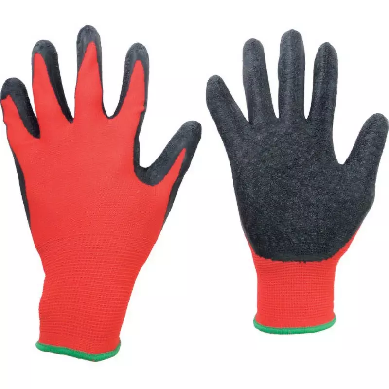 MIDORI High Grip Natural Rubber Unlined Gloves Red / Black, green M Size 19.2 cm Palm Circumference, MHG-130