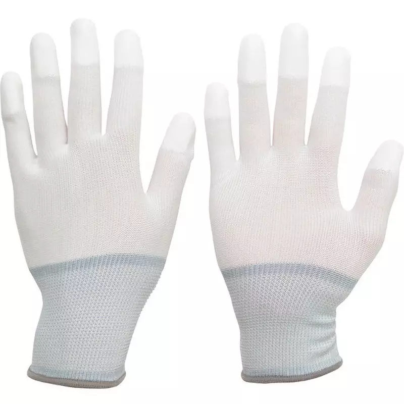 MIDORI Polyester Gloves White L Size 17.6 cm Palm Circumference, SPU-131N-L (Pack of 10 Pair)
