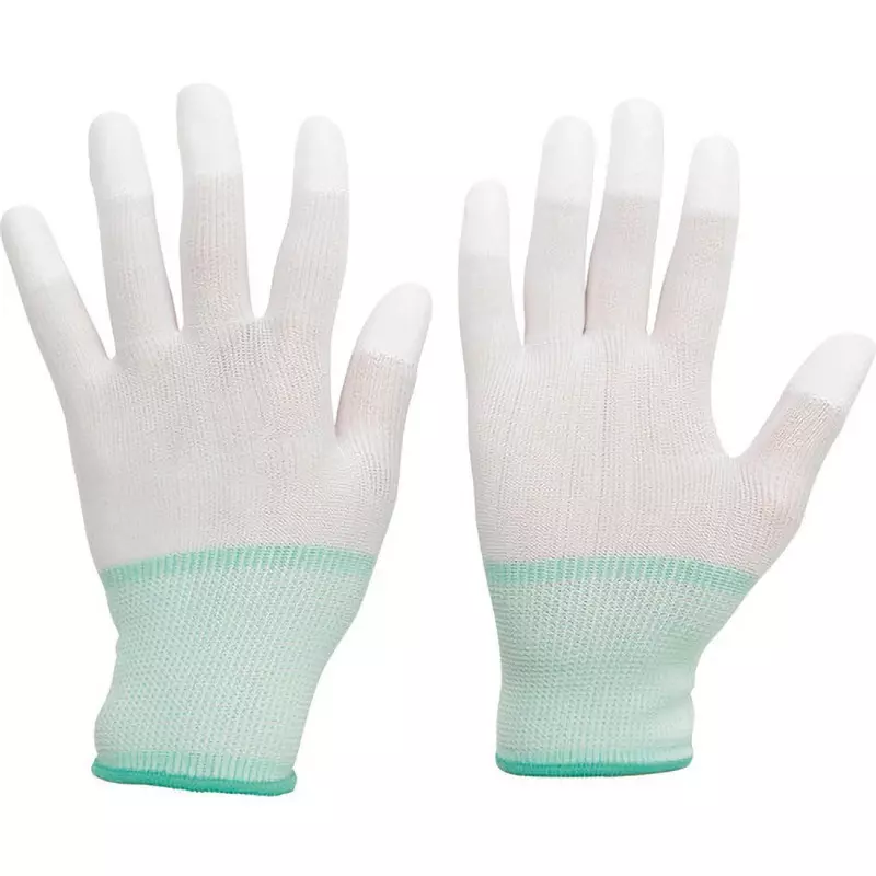 MIDORI Polyester Gloves White M Size 17.4 cm Palm Circumference, SPU-131N-M (Pack of 10 Pair)