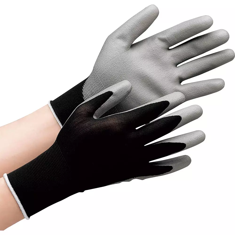 MIDORI Thin Quality Control Gloves Black/Gray/[list] White S Size 16.8 cm Palm Circumference, NPU-150B-S (Pack of 10 Pair)