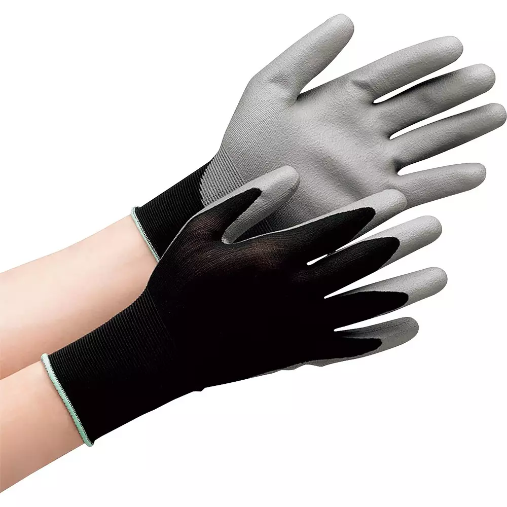 MIDORI Thin Quality Control Gloves Black/Gray/[list] Green M Size 17.0 cm Palm Circumference, NPU-150B-M (Pack of 10 Pair)