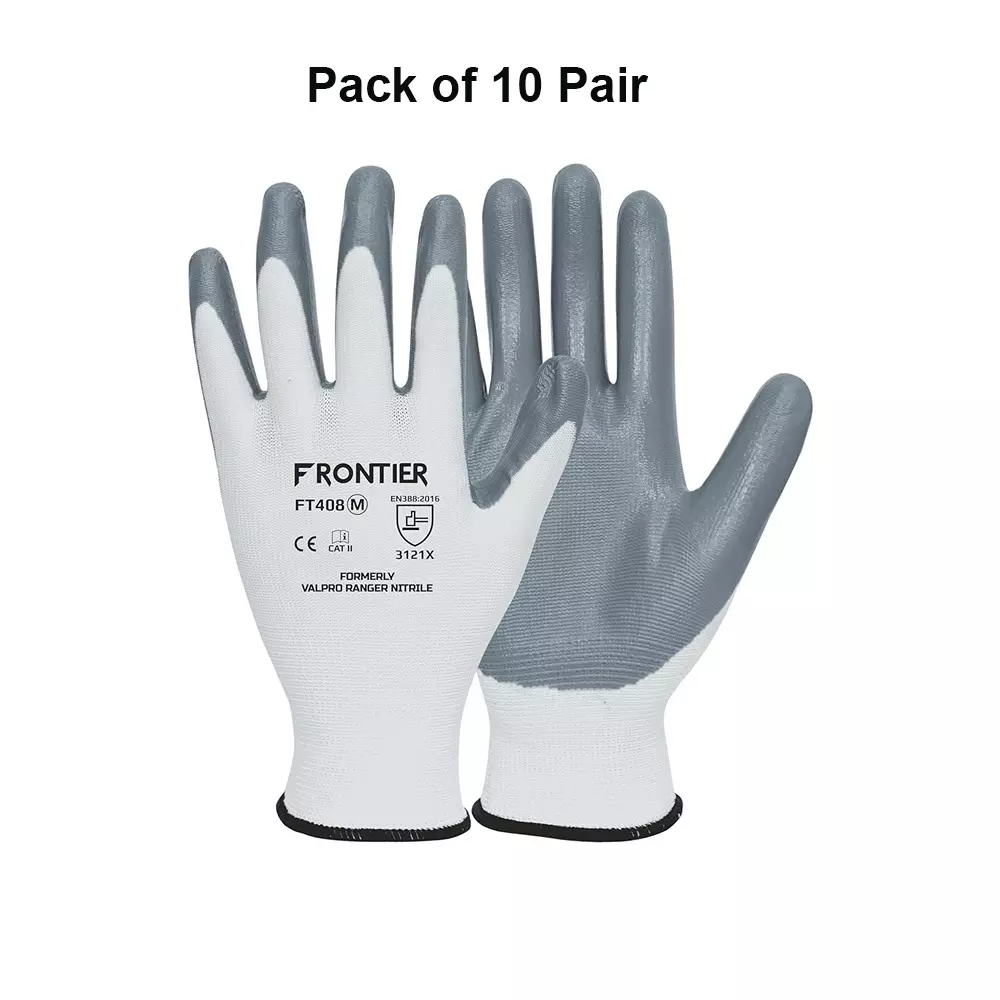 frontier-safety-hand-gloves-with-elasticated-wrist-nitrile-m-size-white-grey-excellent-grip-pack-of-10-pair-ft408