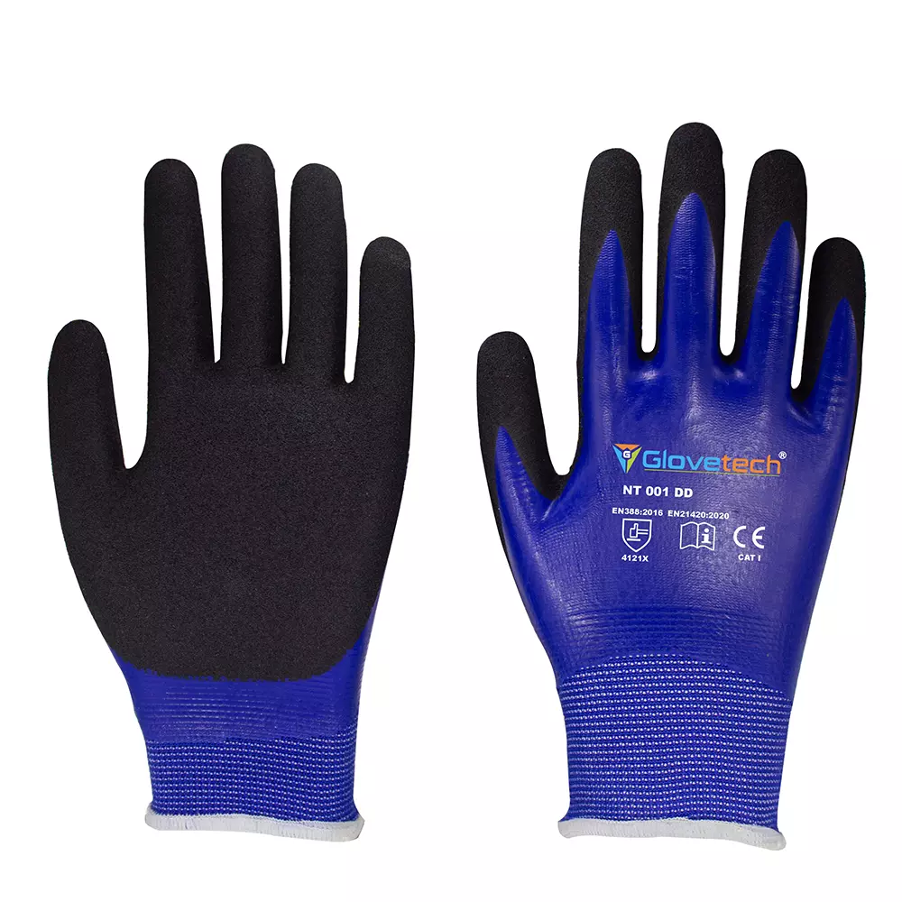 Glovetech Nitrile Coated Gloves Double Dipped Black XXL Size, NT 001 DD (Pack of 480 Pair)