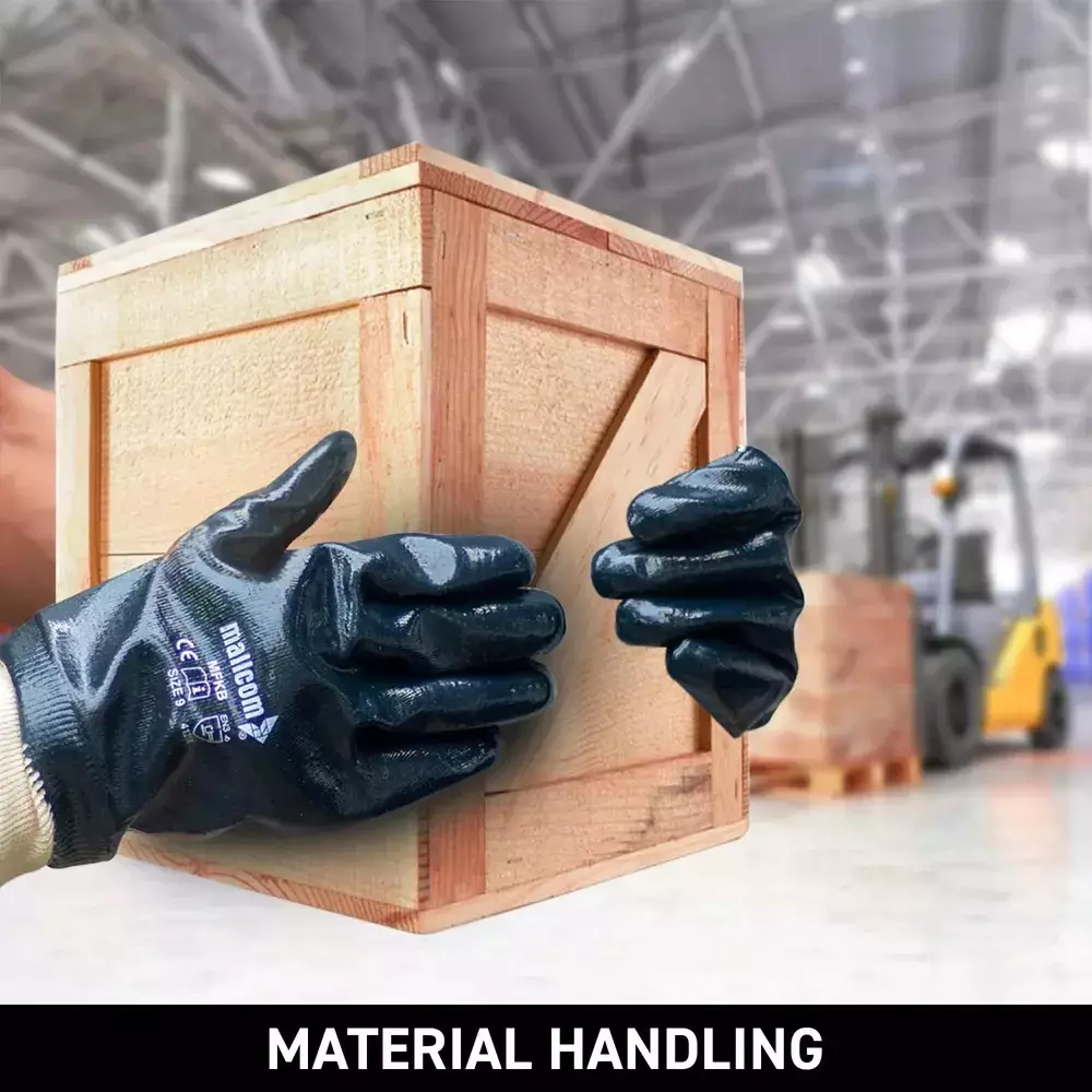 Mallcom MFKB Cut & Sewn Nitrile Gloves, Size 9 (Pack of 3 Pairs)