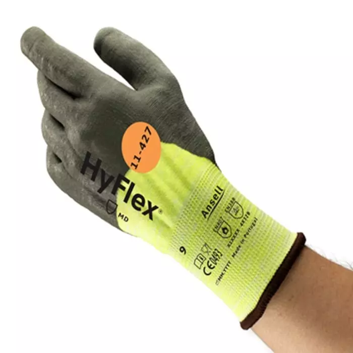Ansell HyFlex 11-427 Grey Fibreglass & Polyamide Gloves Abrasion Cut & Heat Resistant Size 9, 11427090