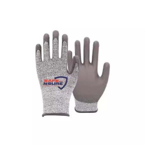 Safe N Sure PU Coated Seamless Knitted Gloves 254 mm (10 inch) Seamless Knitted Polyester Liner Knit Wrist, SSPU430C (Pack of 10 Pair)