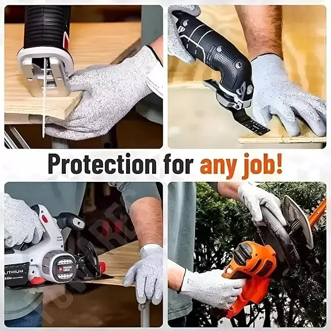 Swavind Safety Hand Gloves Synthetic with PU Coating High-Quality PU Coating with Abrasion Resistance Silver & Grey Free Size