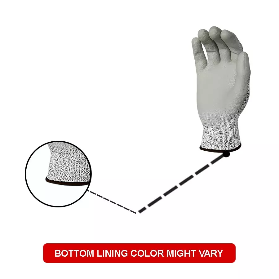 Swavind Safety Hand Gloves Synthetic with PU Coating High-Quality PU Coating with Abrasion Resistance Silver & Grey Free Size