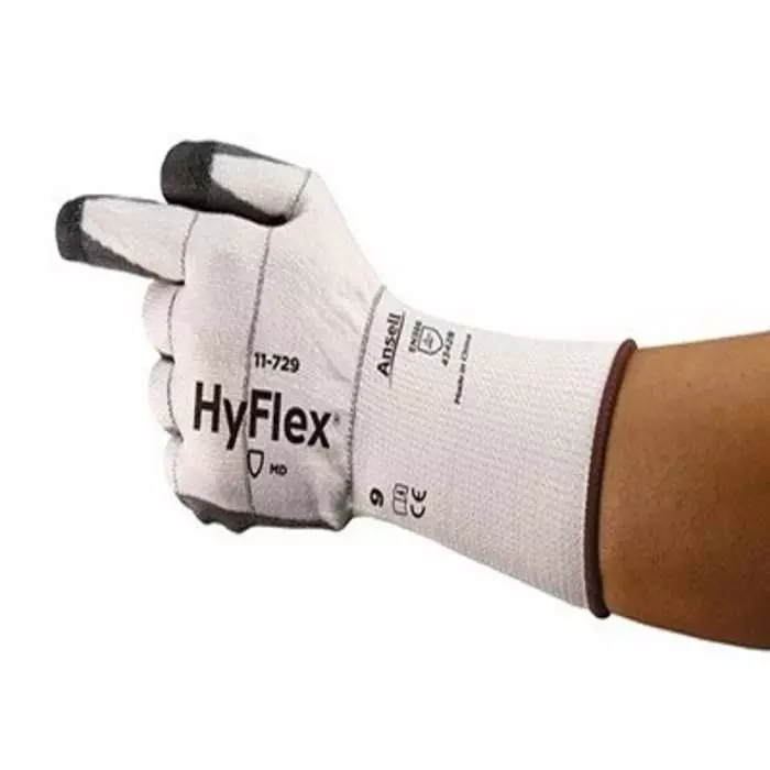 Ansell HyFlex 11-729 Black HPPE Nylon Spandex Cut Resistant Gloves Size 12 Polyurethane Coating, 11729120