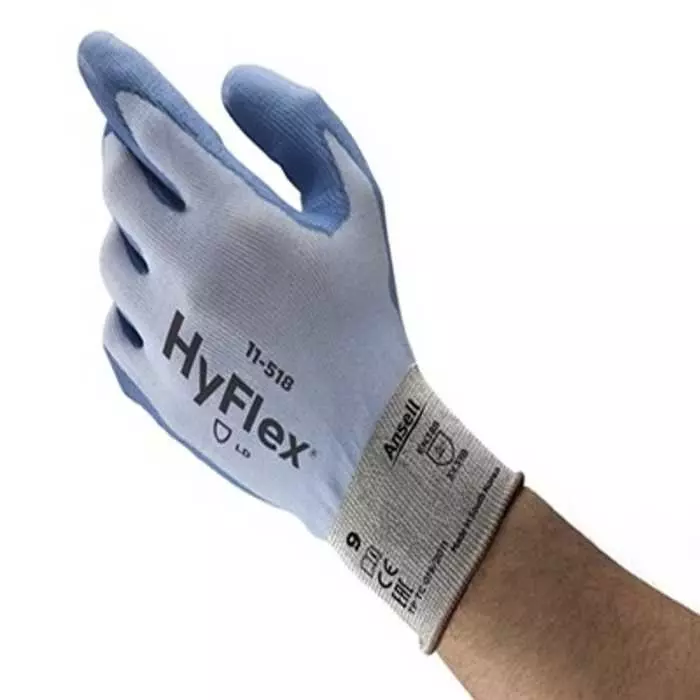 Ansell HyFlex 11-518 Blue Dyneema Diamond Technology Nylon Spandex Abrasion & Cut Resistant Gloves Size 11, 11518PRO110