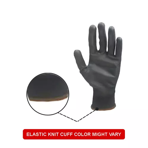 ROCKSAFE Safety Hand Gloves 13 Gauge Polyester Level 1 PU Coated Dark HPPE Liner Black Free Size (Pack of 600 Pairs)