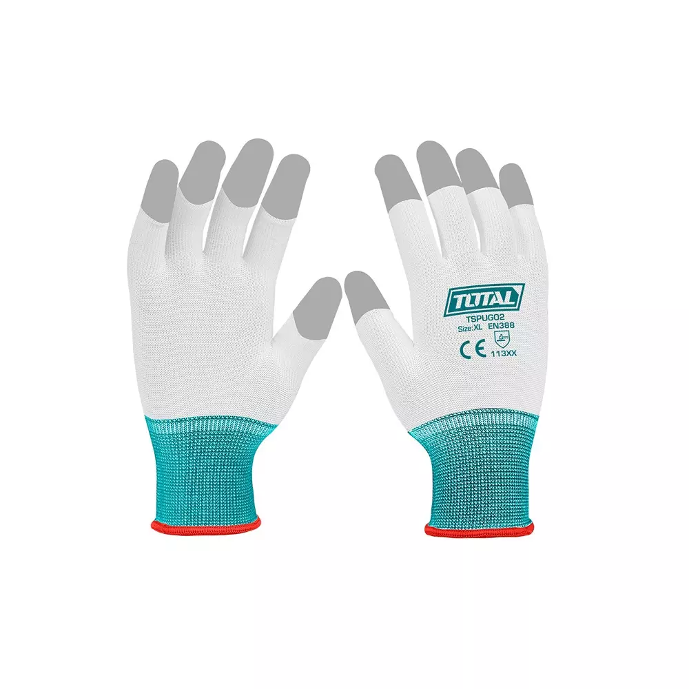 Total PU Coated Gloves Fingertip Dip Glue XL Size For Oil Environment (Less Oil) Worker, TSPUG02