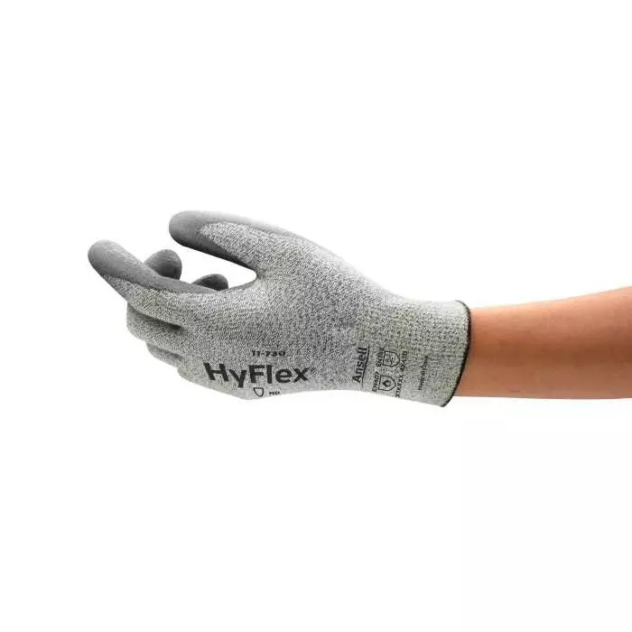 Ansell HyFlex 11-730 Grey HPPE Nylon Spandex Cut Resistant Gloves Size 6 Polyurethane Coating, 11730060