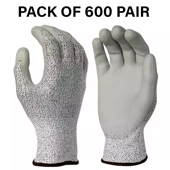 Swavind Safety Hand Gloves Fabric with PU Coated PU Coating with Abrasion Resistance Grey Free Size (Pack of 600 Pair)