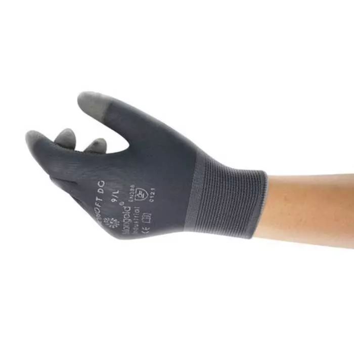Ansell Picosoft DG Black Grey Polyamide Extra Grip Work Gloves Size 7 Polyurethane Coating, C363070