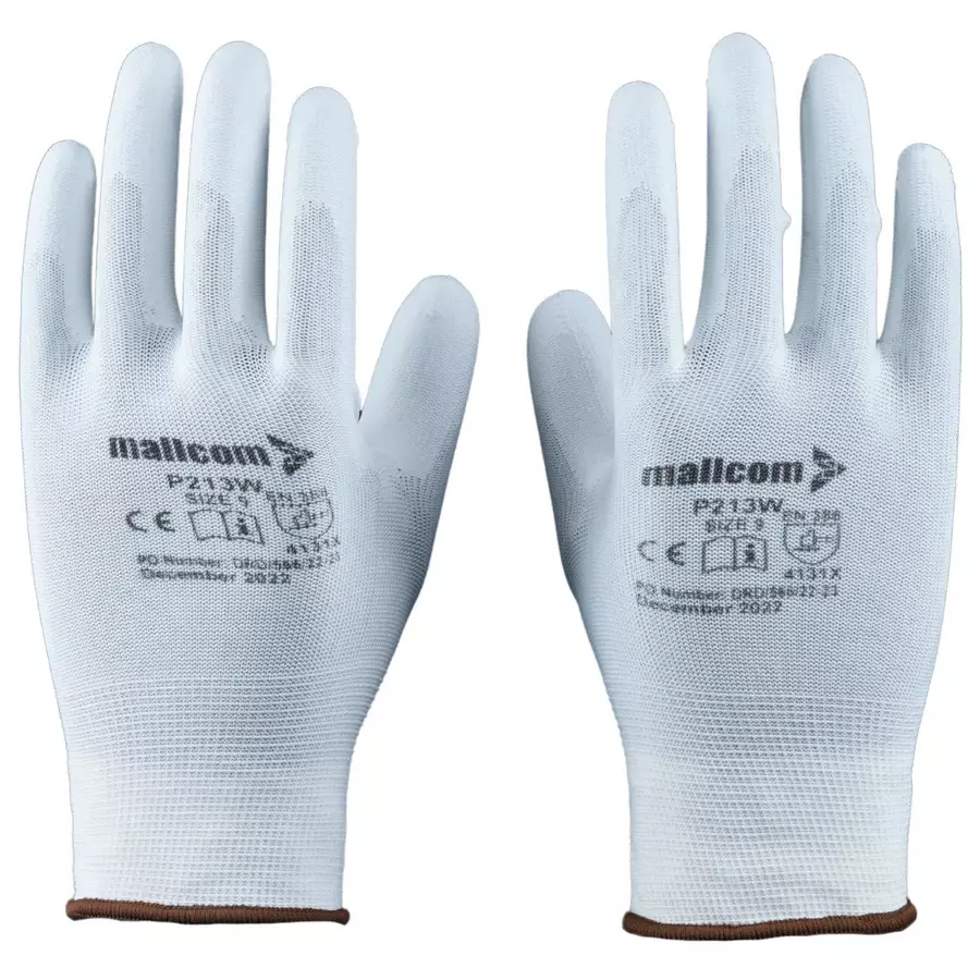 mallcom-pu-coated-safety-gloves-grey-xl-size-with-13-gauge-seamless-lightweight-grip-p213w-pack-of-12-pcs