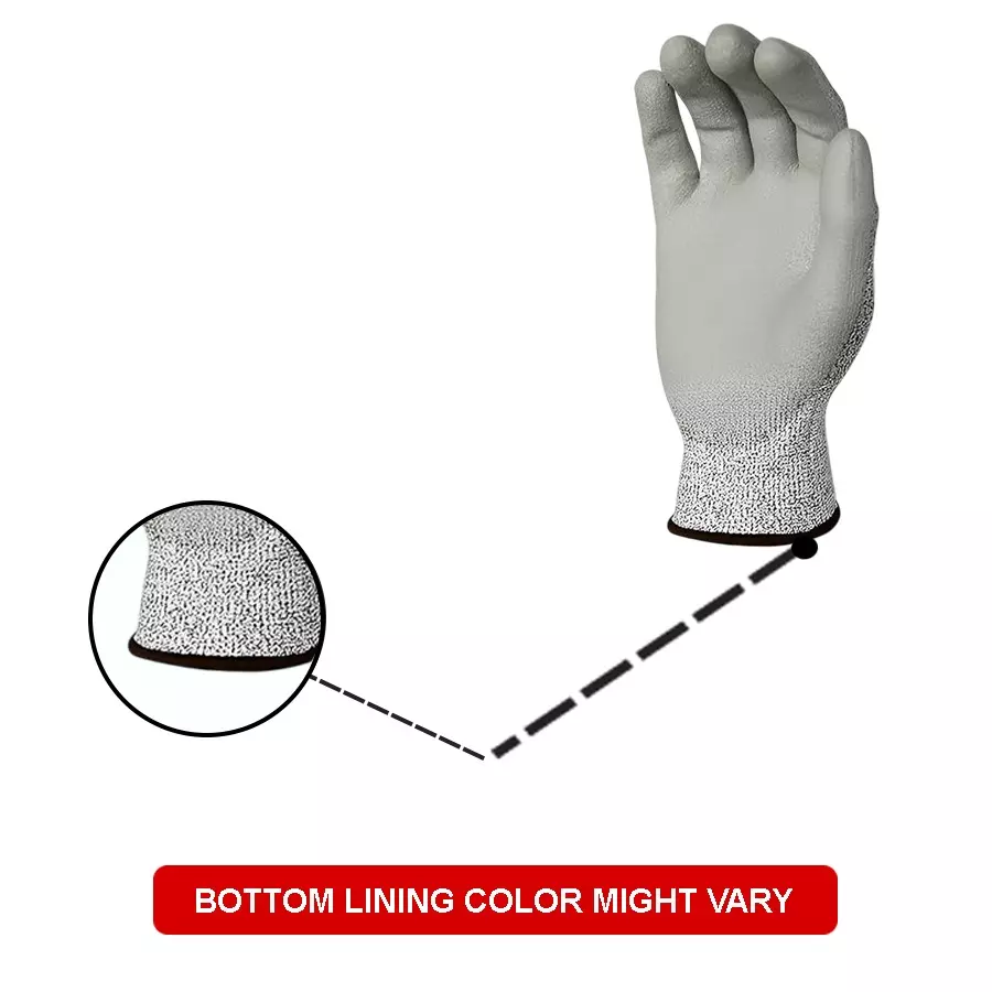 Swavind Safety Hand Gloves Fabric with PU Coated PU Coating with Abrasion Resistance Grey Free Size (Pack of 12 Pair)