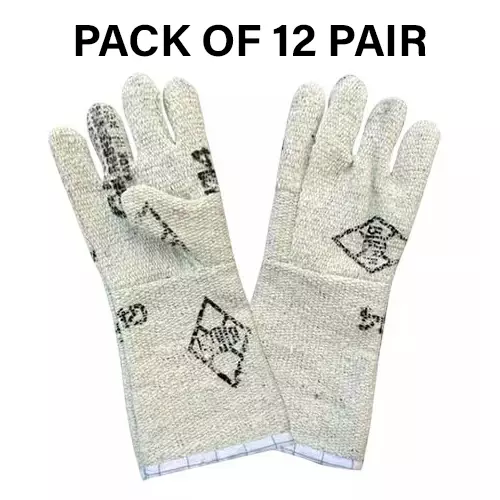 Swavind Safety Hand Gloves Asbestos Fiber Flame-Resistant 30 cm (12 inch) Length Free Size (Pack of 12 Pair)