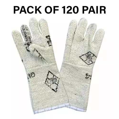 Swavind Safety Hand Gloves Asbestos Fiber Flame-Resistant 36 cm (14 inch) Length Free Size (Pack of 120 Pair)