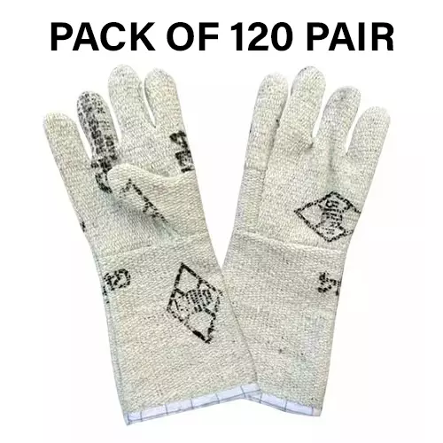 Swavind Safety Hand Gloves Asbestos Fiber Flame-Resistant 30 cm (12 inch) Length Free Size (Pack of 120 Pair)