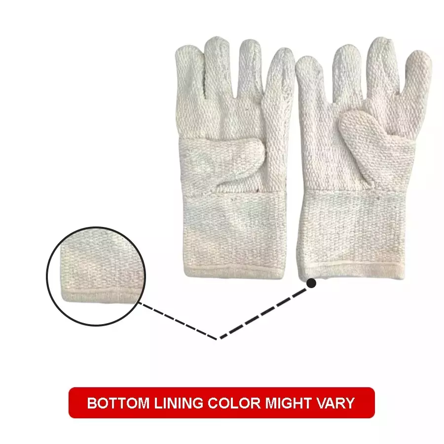 Swavind Safety Hand Gloves Asbestos Fiber Flame-Resistant 25 cm (10 inch) Length Free Size (Pack of 120 Pair)