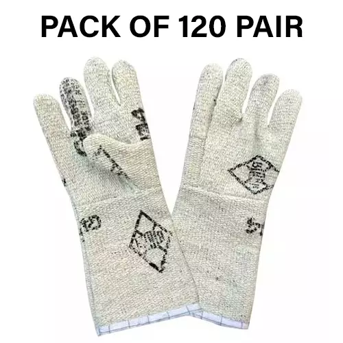 Swavind Safety Hand Gloves Asbestos Fiber Flame-Resistant 25 cm (10 inch) Length Free Size (Pack of 120 Pair)