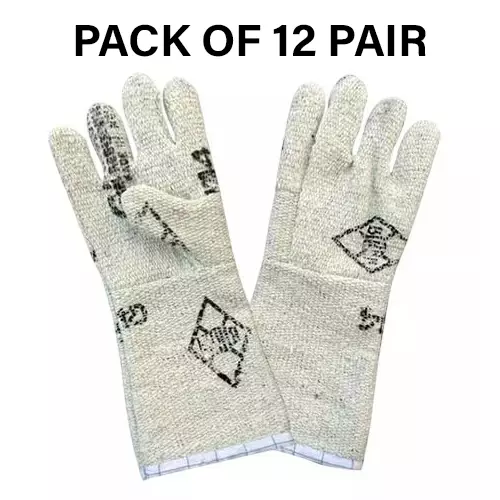Swavind Safety Hand Gloves Asbestos Fiber Flame-Resistant 36 cm (14 inch) Length Free Size (Pack of 12 Pair)