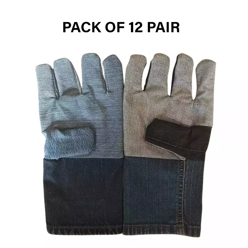 Swavind Safety Hand Gloves Asbestos Fiber Flame-Resistant 41 cm (16 inch) Length Free Size (Pack of 12 Pair)